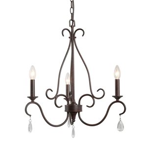 LNC Miller 3-Light Antique Bronze Industrial LED Candle Chandelier