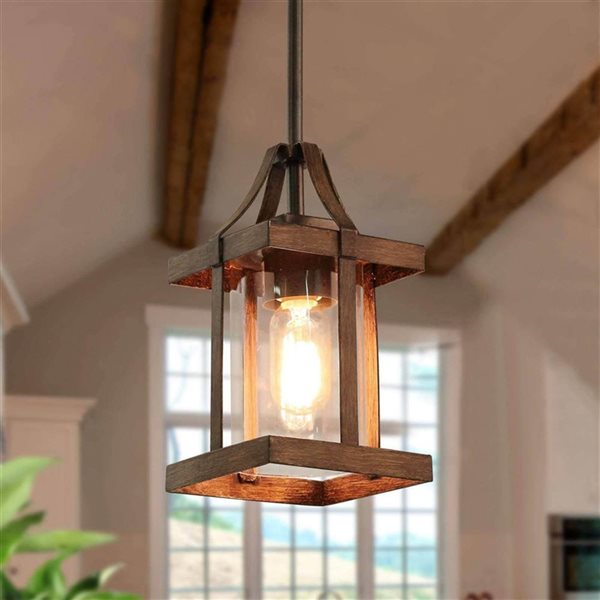 LNC Lapps Brown Farmhouse Lantern Kitchen Island Light