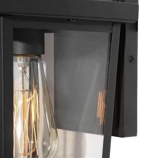 LNC 1Light 12in Black Square Outdoor Wall Light LS1CARVVAF34374T7 RONA