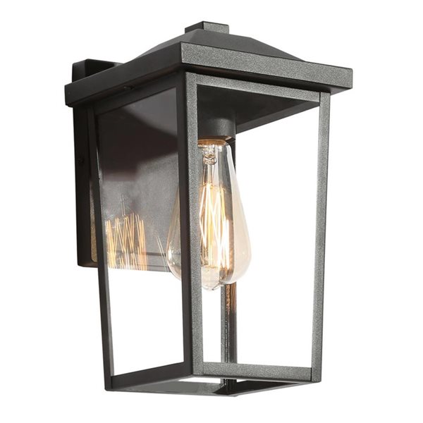 LNC 1Light 12in Black Square Outdoor Wall Light LS1CARVVAF34374T7 RONA