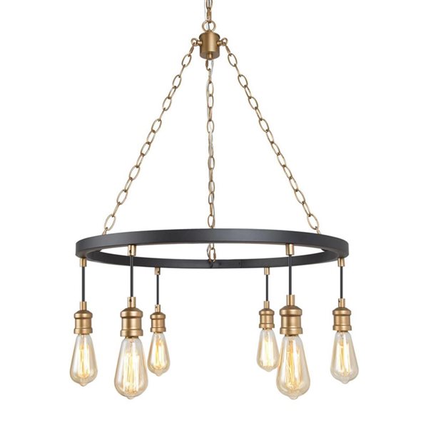 LNC Echo 6-Light Matte Black and Gold Modern/Contemporary Chandelier