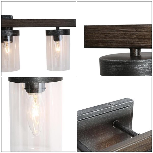 LNC Lapps 4-Light Black Farmhouse Vanity Light Bar