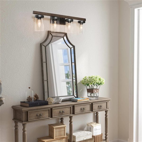 LNC Lapps 4-Light Black Farmhouse Vanity Light Bar