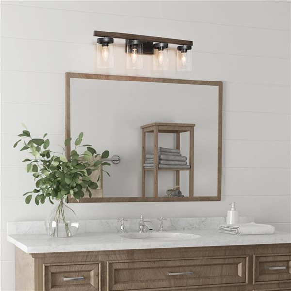 LNC Lapps 4-Light Black Farmhouse Vanity Light Bar