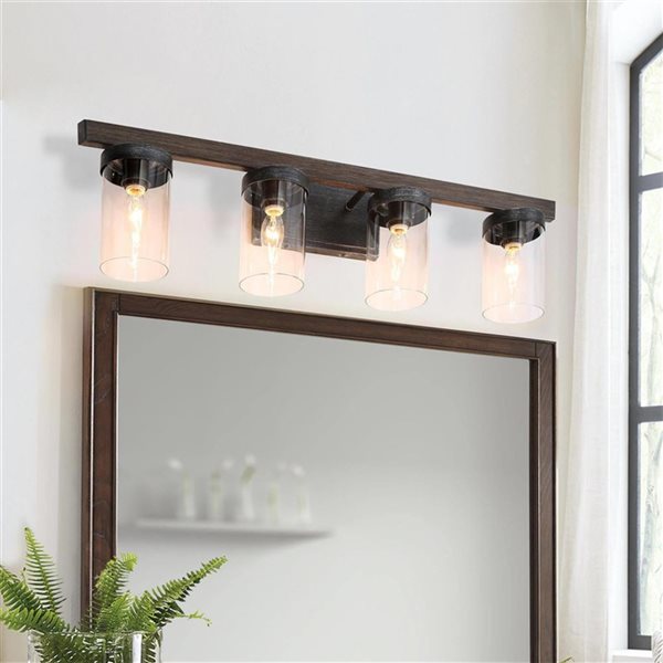 LNC Lapps 4-Light Black Farmhouse Vanity Light Bar