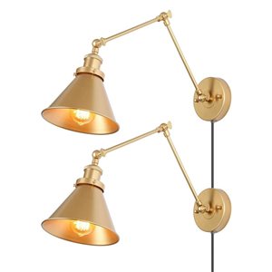 LNC Canes 6.4-in Matte Gold Modern/Contemporary LED Wall Sconce