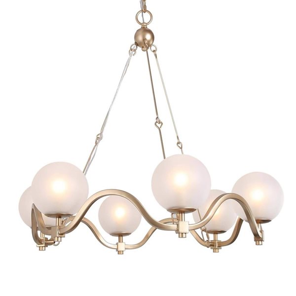 Ellan 6-Light Matte Gold with Glass Wagon Wheel Modern/Contemporary Chandelier