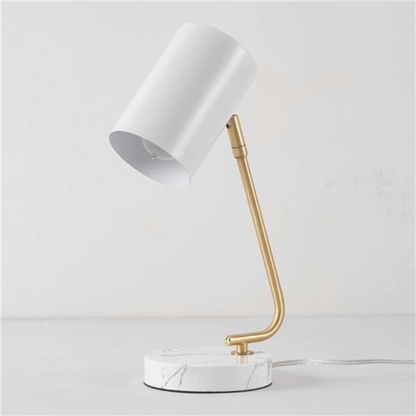 Globe Electric Athena 15-in Satin White Metal Desk Lamp