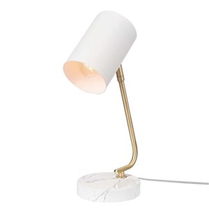 Lampe de bureau Athena de 15 po en métal par Globe Electric, blanc satiné