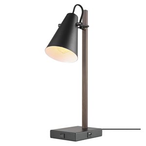 Lampe de bureau de 18 po Nash en métal par Globe Electric, noir mat