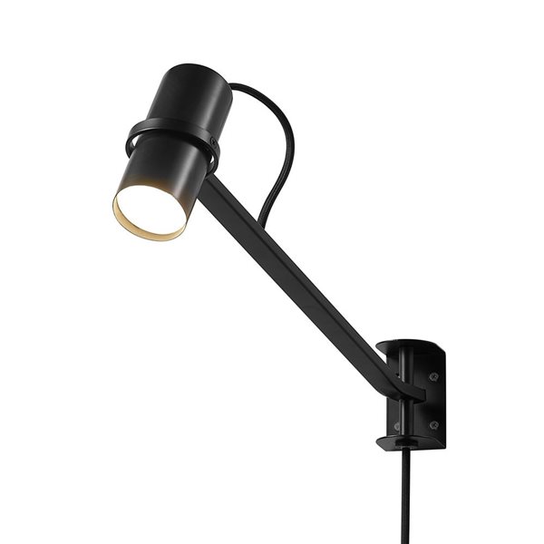 Globe Electric MRDK Plug-In Matte Black Industrial Wall Sconce