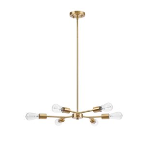 Globe Electric Tetra 6-Ligth Matte Brass Industrial Sputnik Pendant Light