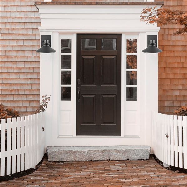 Globe Electric Harris 11-in W Matte Black Hardwired LED Outdoor Wall Light