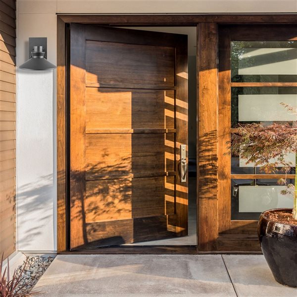 Globe Electric Harris 11-in W Matte Black Hardwired LED Outdoor Wall Light