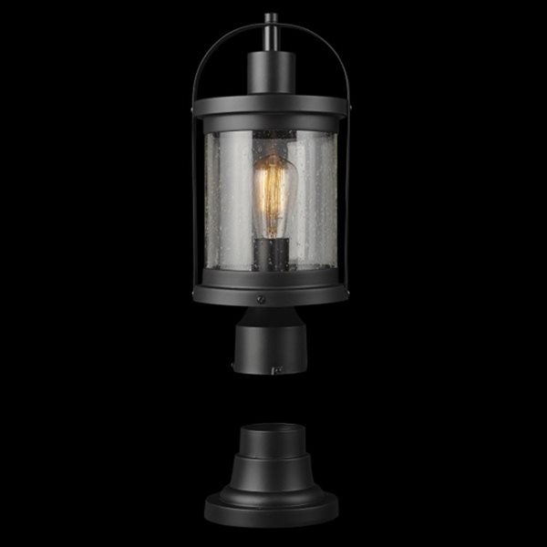 Globe Electric Zeke 19-in 1-Light Matte Black Post Light Fixture