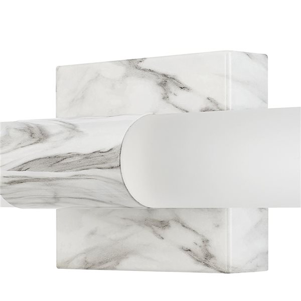 Globe Electric Edinburgh 2-Light LED Integrated Vanity Light, White Faux Marble