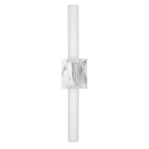 Globe Electric Edinburgh 2-Light LED Integrated Vanity Light, White Faux Marble