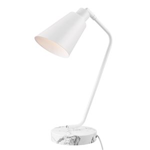 Lampe de bureau Globe Electric style architecte, bras ajustable, 28 po,  métal, blanc mat 52024