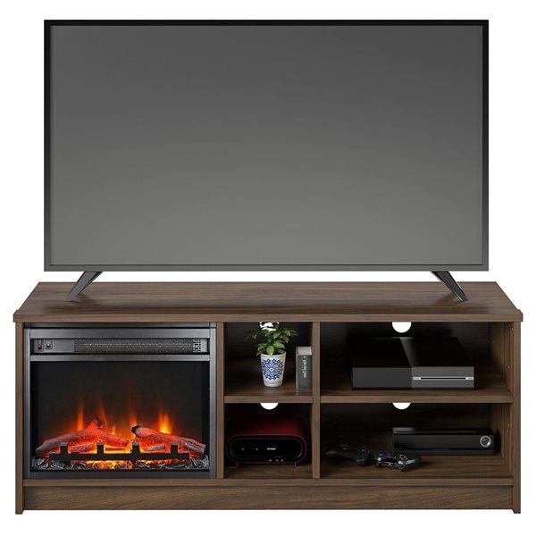 Meuble télé Noble avec foyer électrique pour téléviseurs jusqu'à 55 po par Ameriwood Home, noyer