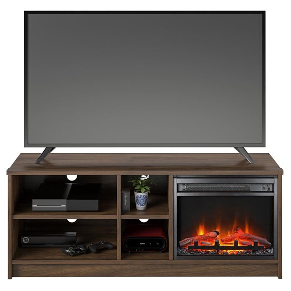 Meuble télé Noble avec foyer électrique pour téléviseurs jusqu'à 55 po par Ameriwood Home, noyer