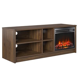 Ameriwood Home Noble Walnut TV Stand with Electric Fireplace Insert for TVs up to 55-in