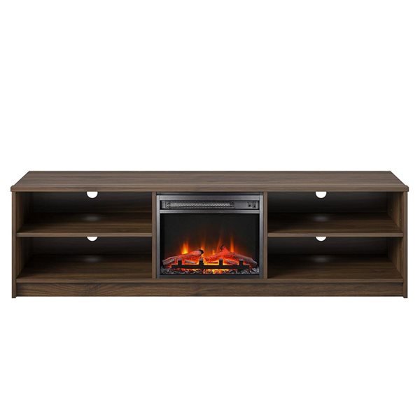 Ameriwood Home Noble Walnut TV Stand with Electric Fireplace Insert for TVs up to 80-in