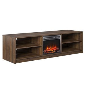 Ameriwood Home Noble Walnut TV Stand with Electric Fireplace Insert for TVs up to 80-in