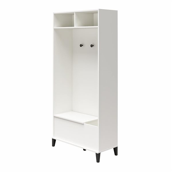 Systembuild Evolution Lory 34-in Wood Composite Flex Gym Cabinet with Yoga Mat Storage and Bench Seat in White