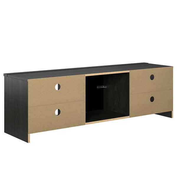 AH Ameriwood Home Noble Black Oak TV Stand with Electric Fireplace