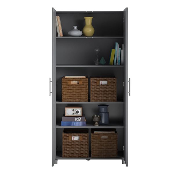 Systembuild Evolution Camberly 36-in Wood Composite Freestanding Storage Cabinet in Graphite Grey