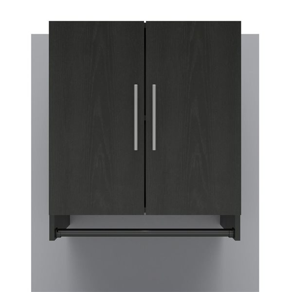 Systembuild Evolution Camberly 24-in Wall-mount Storage Cabinet with hanging rod in Black Oak