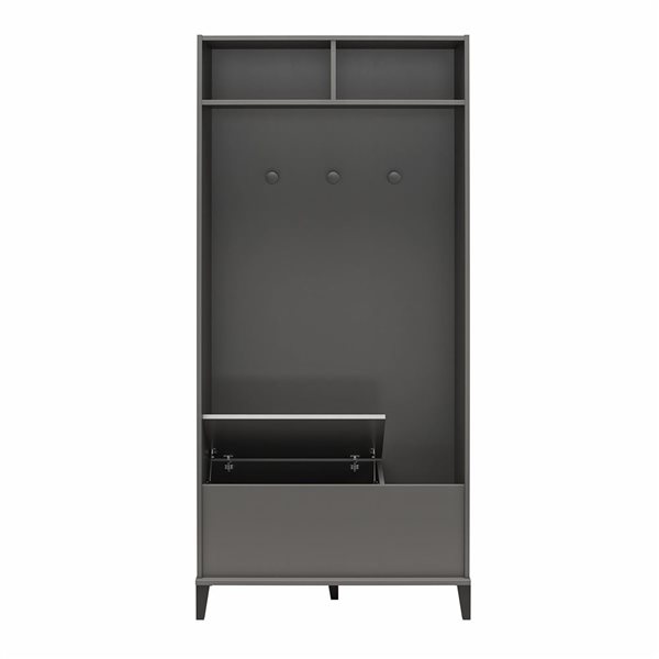 Systembuild Evolution Lory 36-in Wood Composite Flex Gym Cabinet with Bench Seat in Graphite Grey