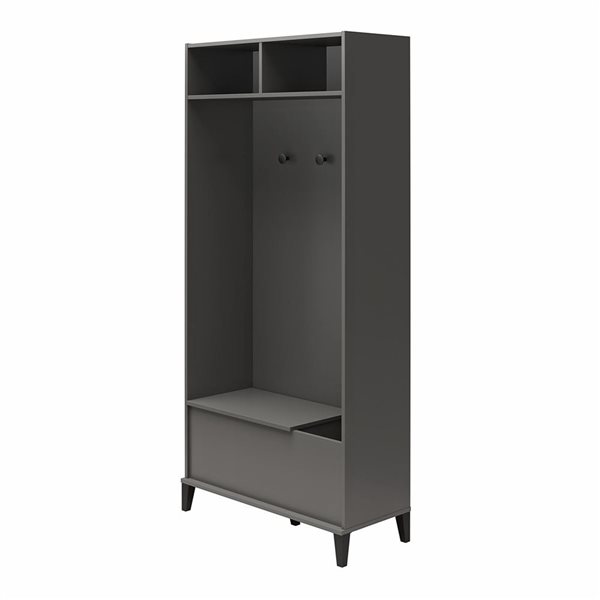 Systembuild Evolution Lory 36-in Wood Composite Flex Gym Cabinet with Bench Seat in Graphite Grey