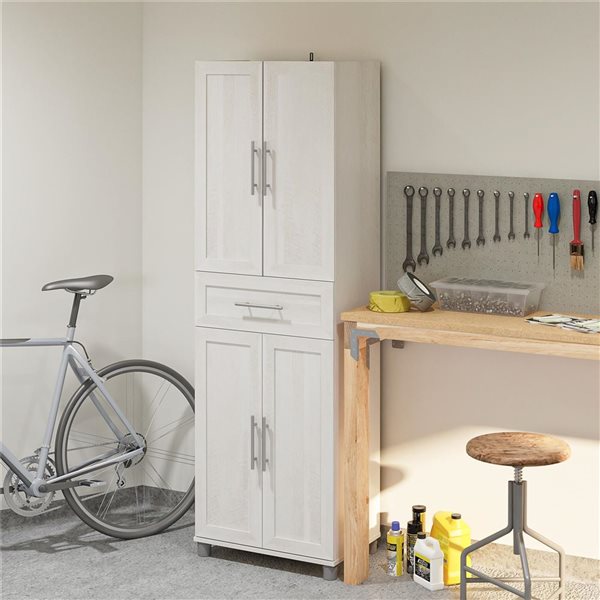 Systembuild Evolution Camberly 24-in 4-Door Freestanding Storage Cabinet in Ivory Oak