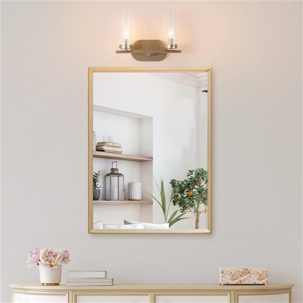 LNC Ellan 2-Light Gold and Clear Glass Contemporary Vanity Light Bar