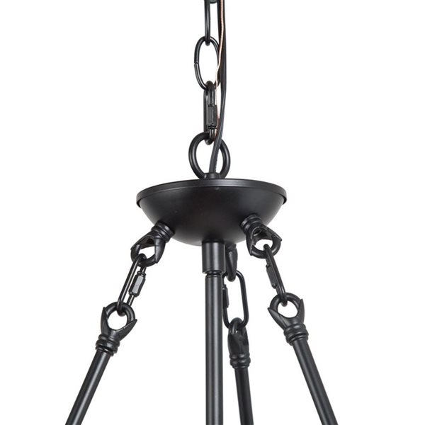 LNC Laius 5-Light Antique Brown and Rustic Black Farmhouse Drum LED Chandelier