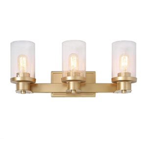 LNC Charm 3-Light Soft Gold with Seeded Glass Contemporary Vanity Light Bar