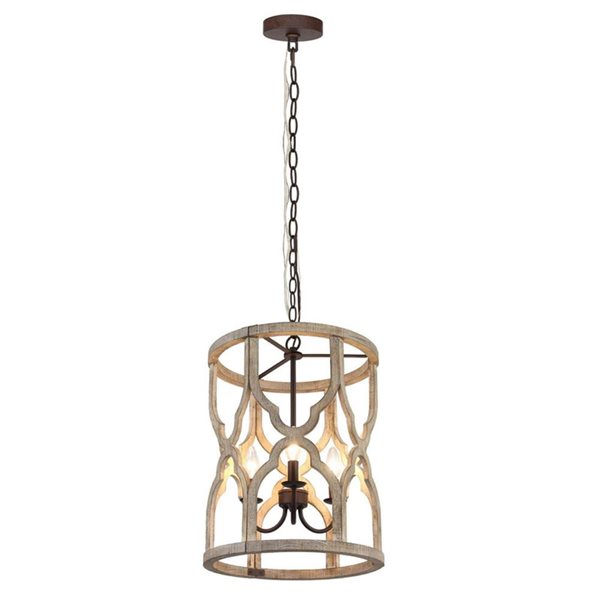 LNC 3-Light Wood and Bronze Farmhouse Chandelier