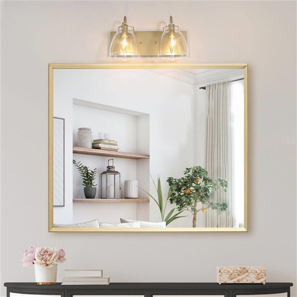 LNC Charm 2-Light Gold and Clear Glass Modern LED Vanity Light Bar