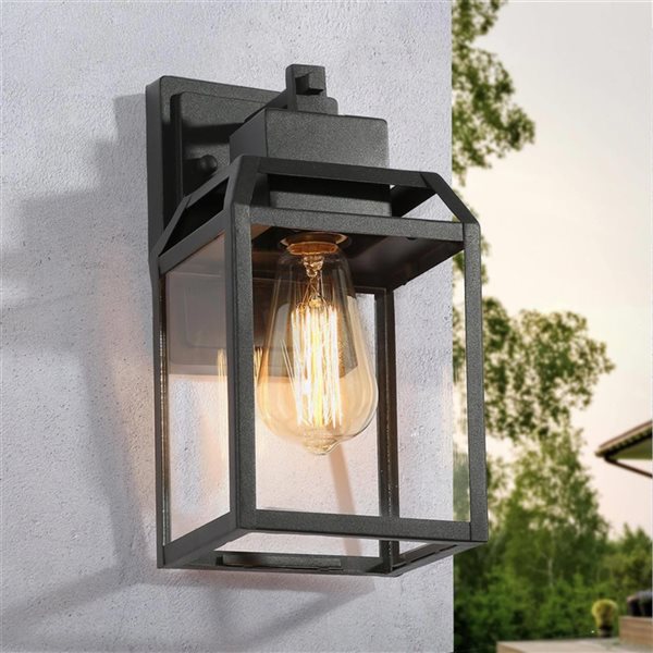 LNC 1-Light 11-in Black Square Outdoor Wall Light