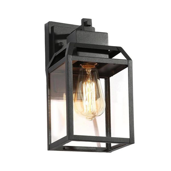 LNC 1-Light 11-in Black Square Outdoor Wall Light