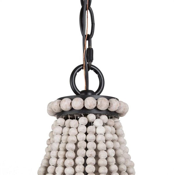 LNC Bohemia 3-Light White and Black Bohemian Beaded LED Chandelier