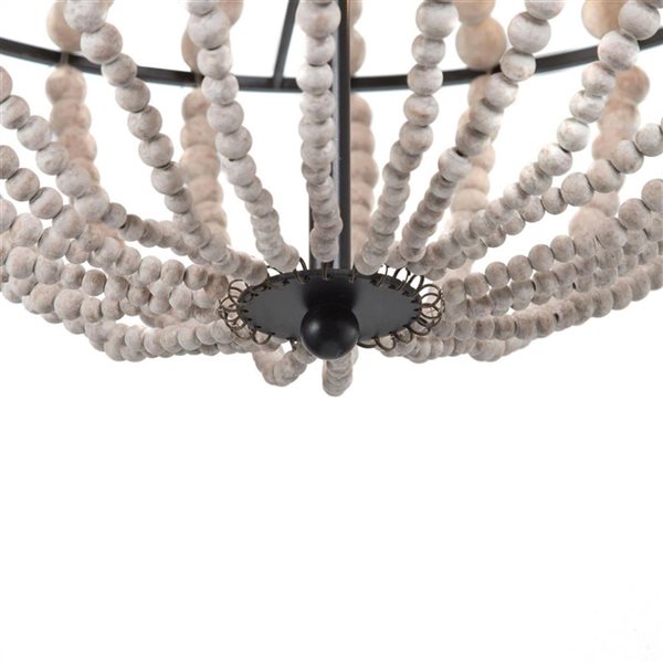 LNC Bohemia 3-Light White and Black Bohemian Beaded LED Chandelier