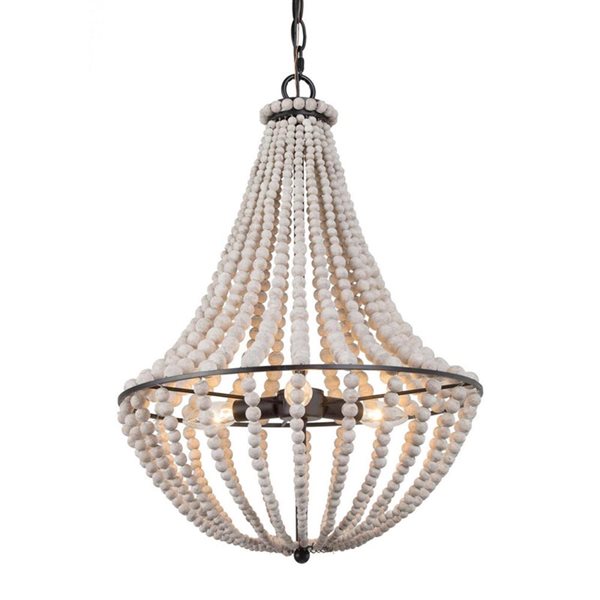 LNC Bohemia 3-Light White and Black Bohemian Beaded LED Chandelier