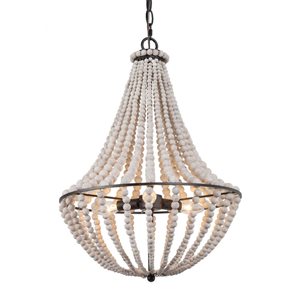 LNC Bohemia 3-Light White and Black Bohemian Beaded LED Chandelier