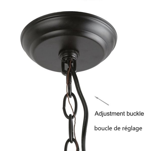 LNC Aulus 6-Light Black and Wood Brown Farmhouse Chandelier