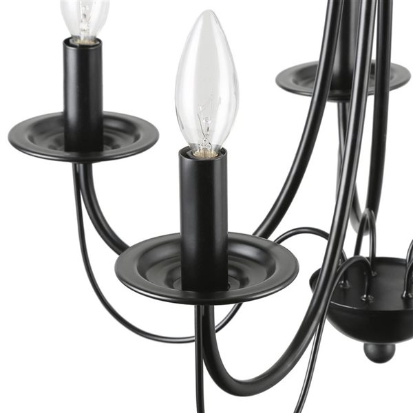 LNC Mocha 5-Light Matte Black Candle Modern/Contemporary Chandelier