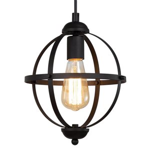 LNC Matte Black Cage Modern Globe LED Mini Kitchen Island Light