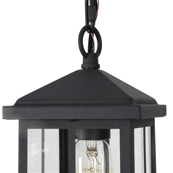 LNC Orlan 10.5-in Black and Modern/Contemporary Lantern Outdoor Pendant Light