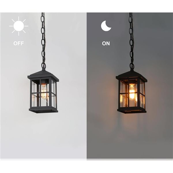 LNC Orlan 10.5-in Black and Modern/Contemporary Lantern Outdoor Pendant Light